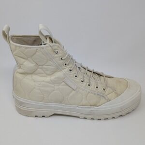 Superga 2644 Alpina Quilted Nylon High Top Sneakers Cream Chunky Sole Size 9.5